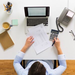man using calculator